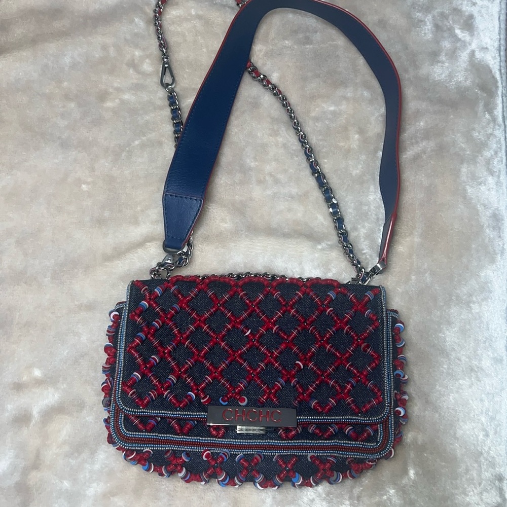 Carolina Herrera red/blue purse in mint condition